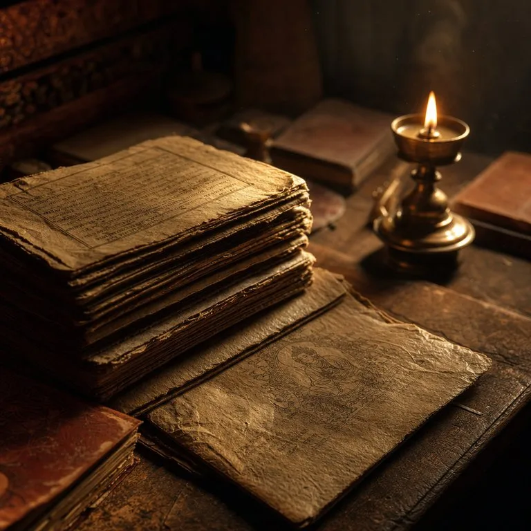 Old medical texts studied by candlelight